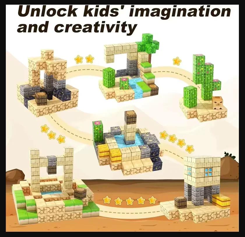 Magnetic Mine World Cube Blocks Children Educational Toys Magnetic Mountain World DIY Building Sensory Blocks Toys Gift 100PCS magnetic building blocks,magnetic assembly toy