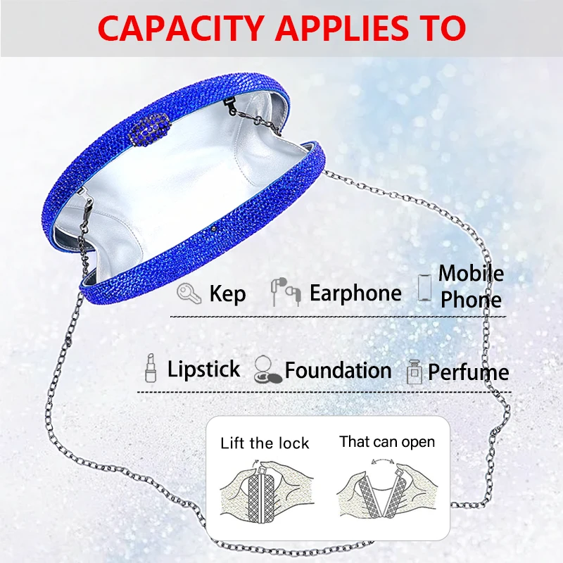 Women Clutch Bag with Diamond Crystal Shining Dinner Party Bag for Wedding Christmas Valentine's Day Wedding Gift Free Shipping