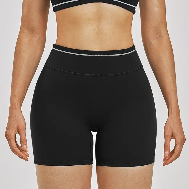 Shorts de yoga et de sport pour femme, taille haute, couleur contrastante, effet push-up, pour la course en extérieur et le fitness