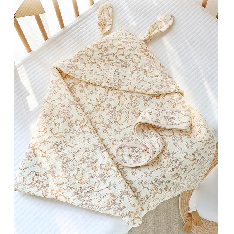 Infant Cotton Swaddles with Animal Ears Newborns Baby Swaddles Blanket Large 2