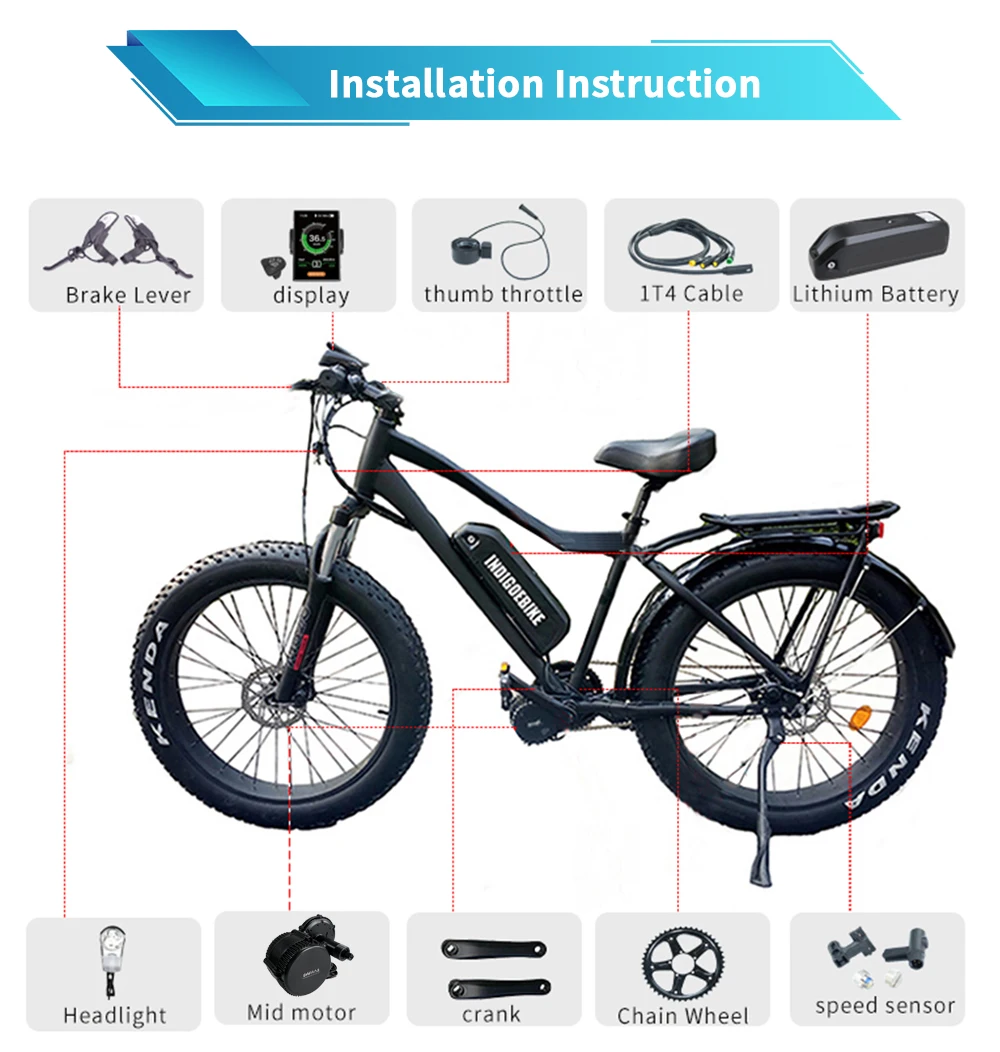 Description Picture 4 of itemBafang Motor 48V 52V 1000W Mid Drive Motor Ebike Electric Motor BBSHD BBS03 eBike Conversion Kit BBS03 52V16AH 13AH 20AH Battery