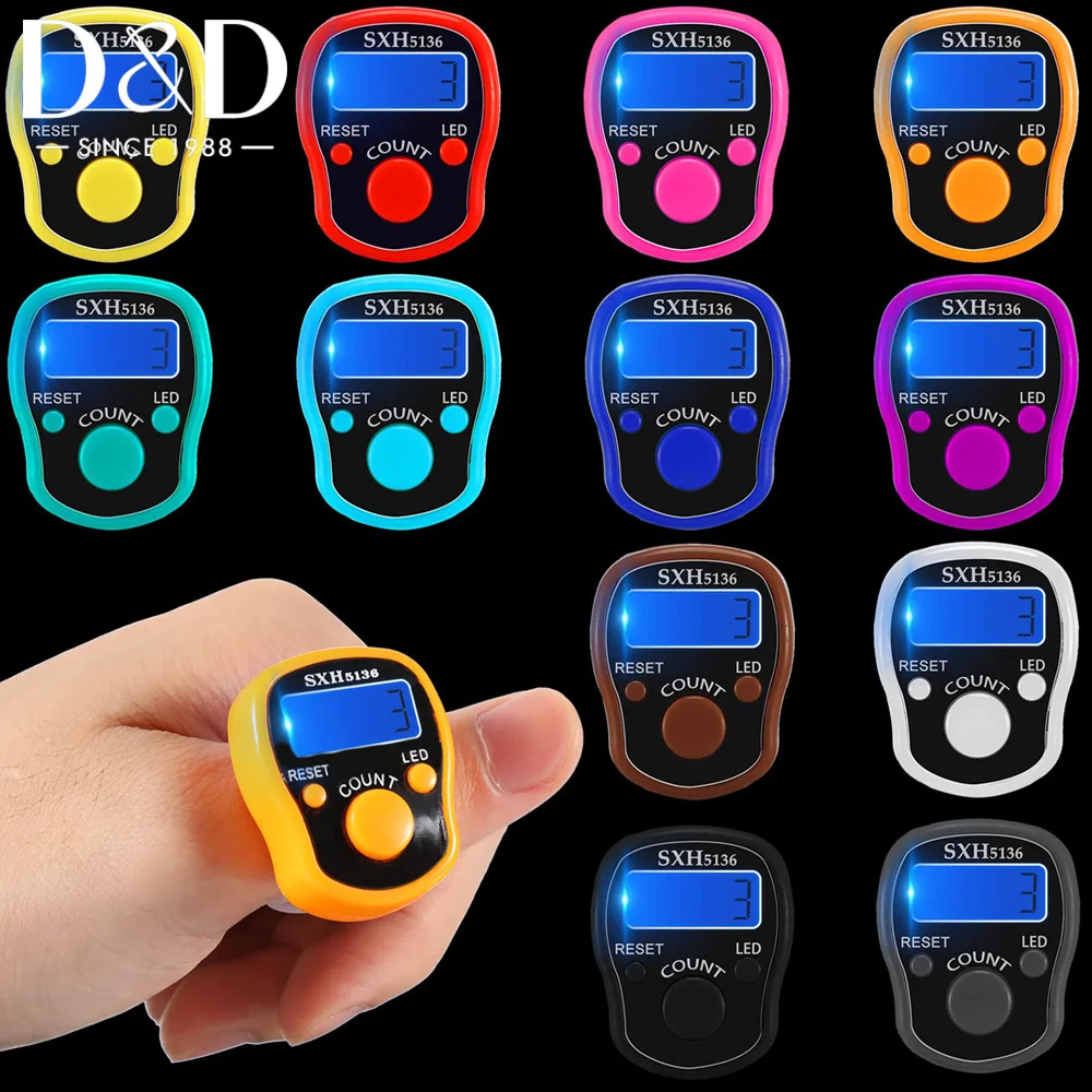 

1Pcs LED Digital Row Counter Stitch Markers With Ring Handheld Resettable Digits Display For DIY Knitting Sewing Weaving