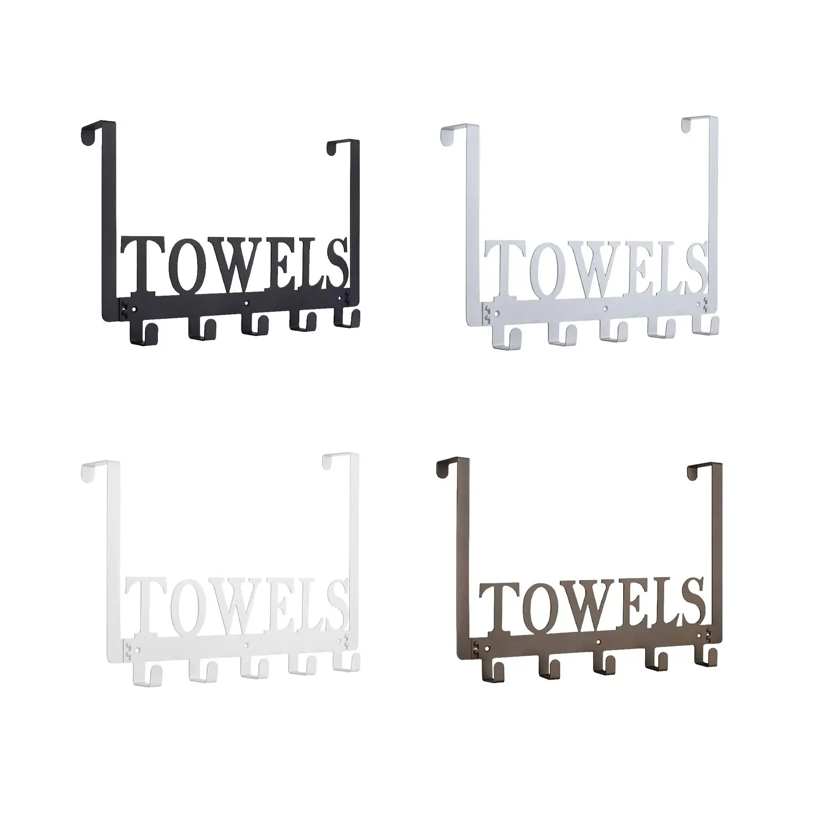 

Towel Holder Stainless with 5 Hooks Storage for Home Bedroom Door