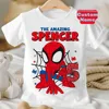 Summer 2025 Kid 2 3 4 5 6 7 8 Marvel Spiderman Girl Birthday Short Sleeve Shirt Spider-Man Boy Personalize Name Birthday Clothes 2