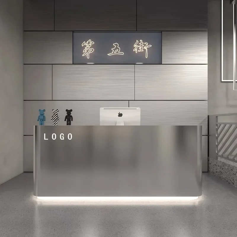 Stainless Steel Bar Simple Modern Clothing Store Checkout Shop Small Beauty Salon Barber Shop Reception Desk