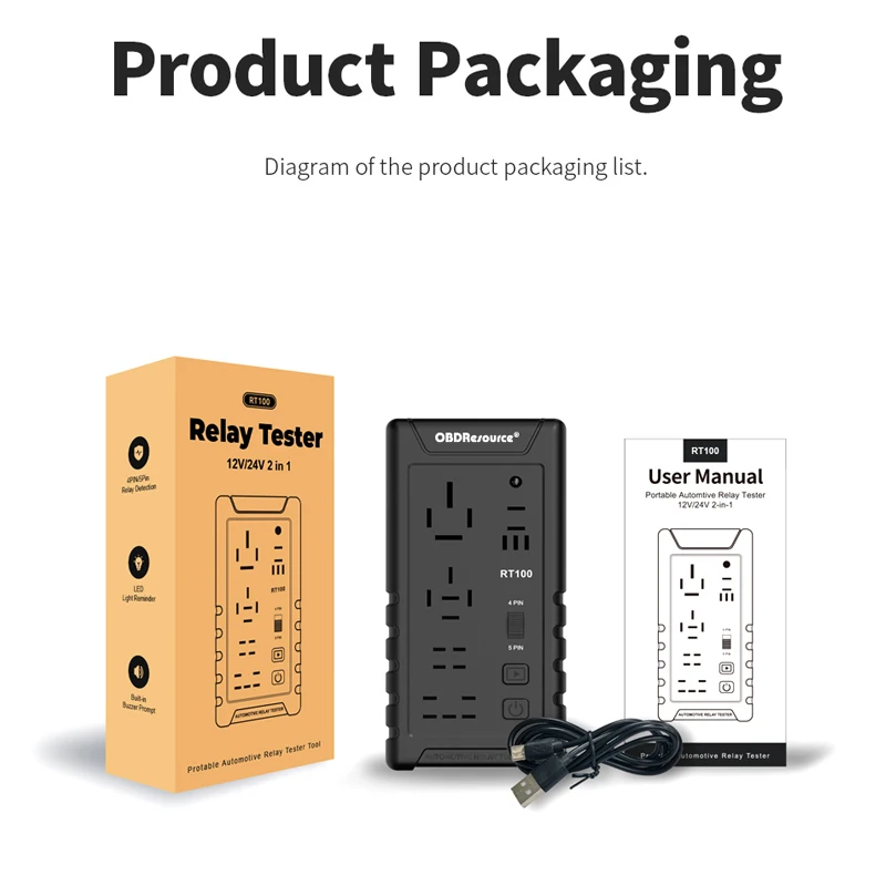 12V/24V Car Electronic Relay Tester 4Pin/5Pin Car Battery Voltage Tester Diagnostic Tool OBDResource Official Original