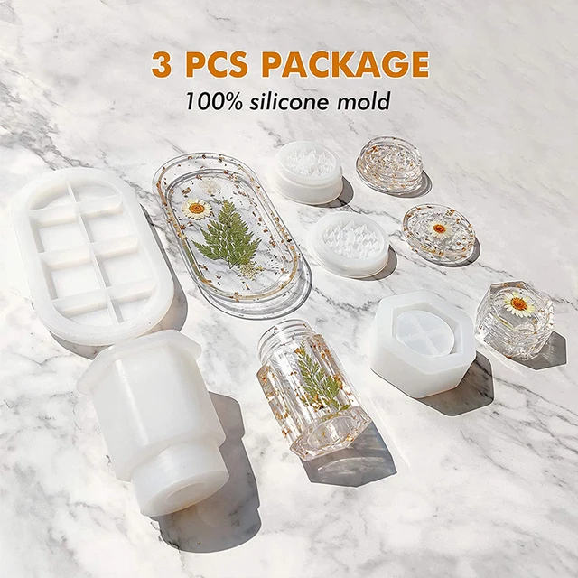 Resin Mold Silicone Kit with Rolling Tray Mold, Ashtray Mold, Jar