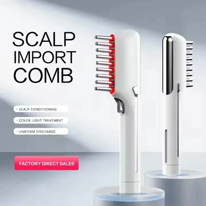 Rechargeable Electric Hair Growth Comb Women Anti Hair Loss Brush with LED Red Light Therapy for Scalp Massage Hair Revitalizing