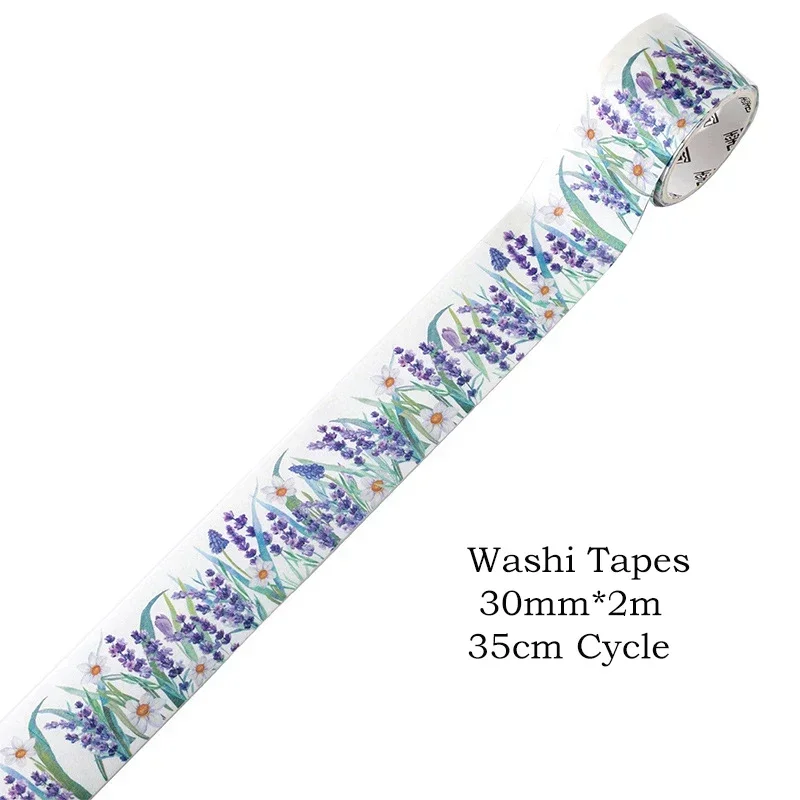 50mm/30mm*2m Washi Tapes Floral Decor Junk Journal DIY Scrapbooking School Supplies Collage Stationery Tapes