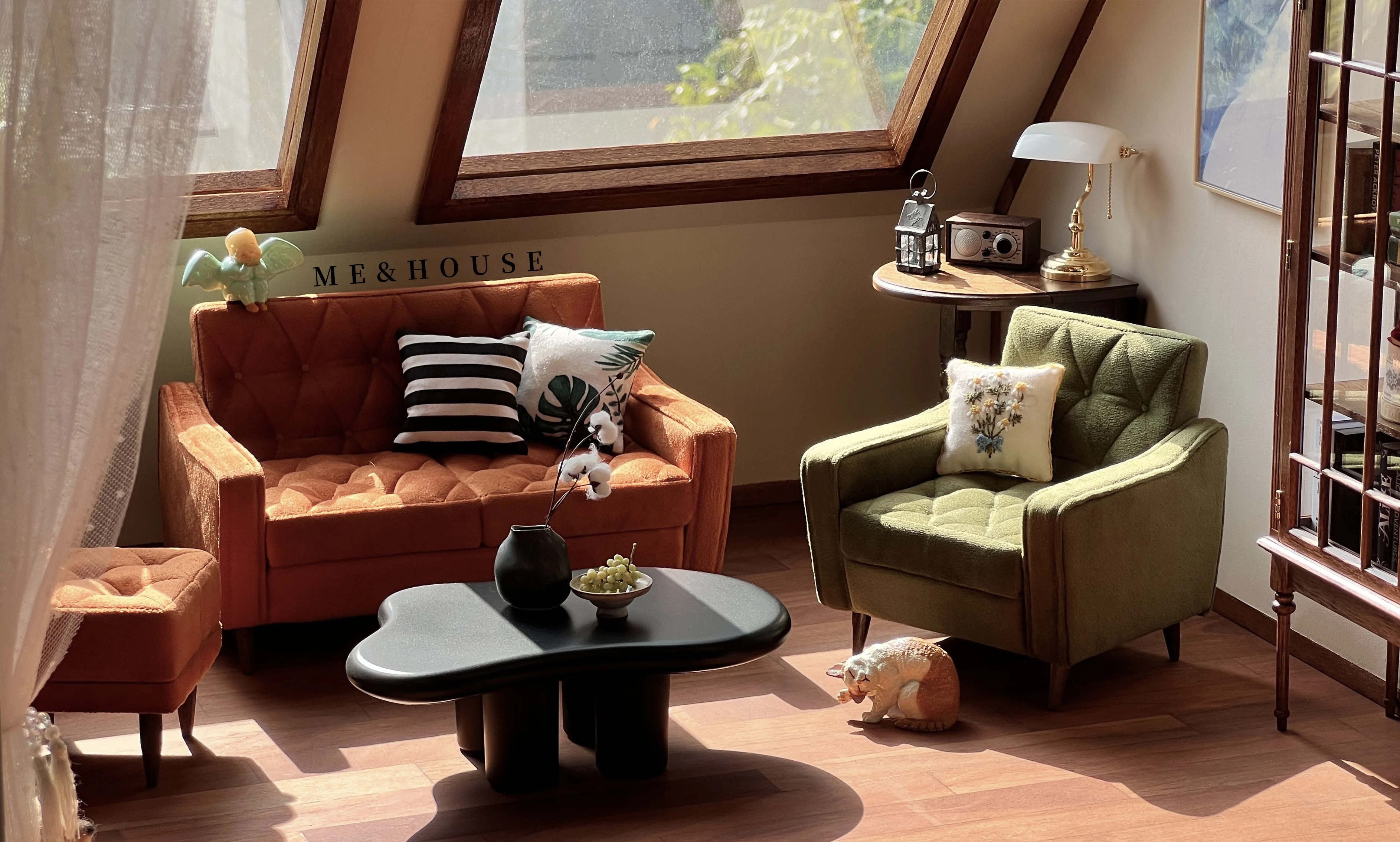 1/6 bjd ob11 miniature dollhouse furniture Mini model Living room furniture kitchen  sofa/footstool 6