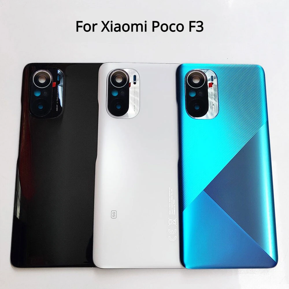 

Back Glass For Xiaomi Poco F3 Back Cover Door Rear Housing Case Battery Cover With Camera lens Repair Parts