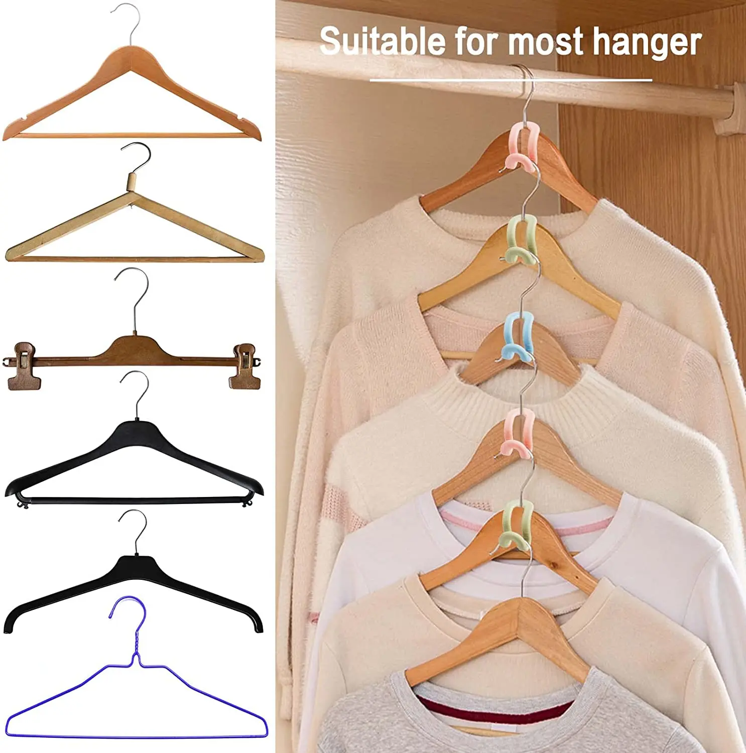 10pcs Triangle Shaped Clothes Hanger Connector Hooks Space Saving