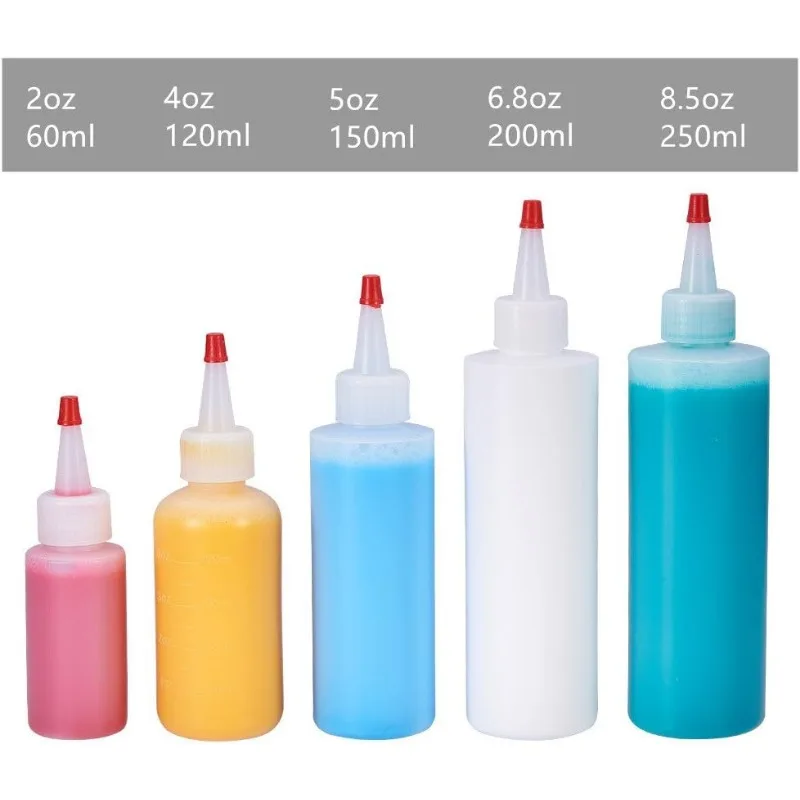8Pack 8.5 Ounce Plastic Squeeze Dispensing Bottles with Red Tip Caps-Good For Crafts Art Glue Multi Purpose