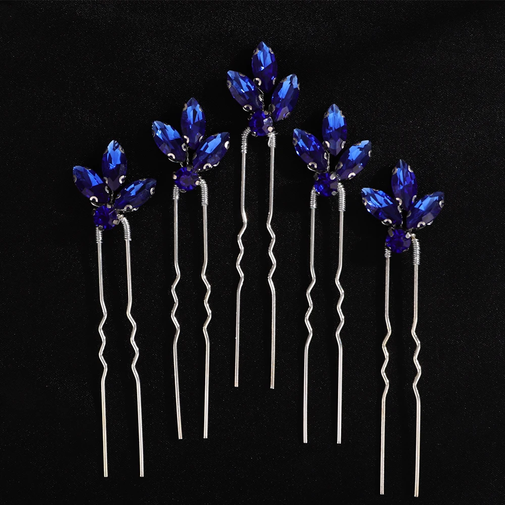 5Pcs Red Silver Rhinestone Bridal Hair Pins Handmade Headpiece for Women Green Blue Wedding Accessories Headdress Party Tiaras bridal hair accessories hair accessories