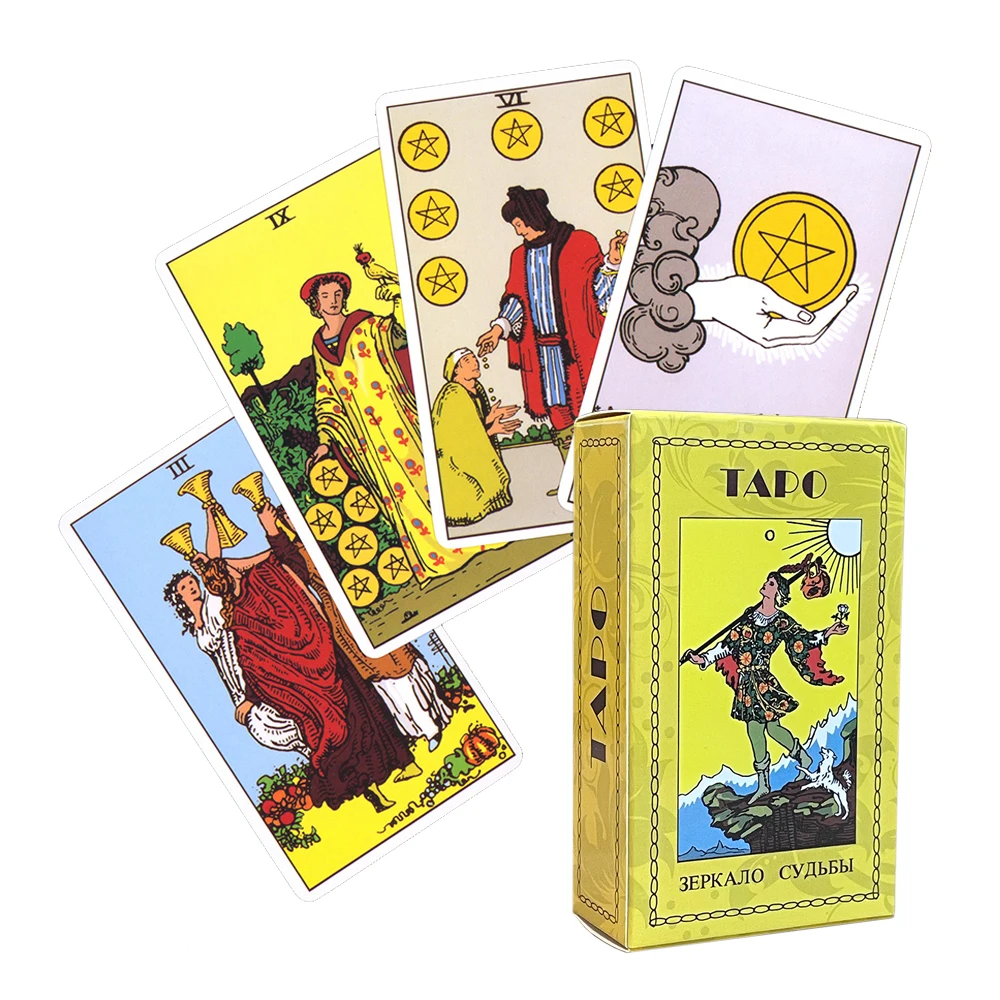 Tarot in Russian Classic Affirmation Cards Learning Deck Taro russian golden tarot deck for work with guide book prophet oracle cards divination fortune telling classic 78 cards 12x7cm