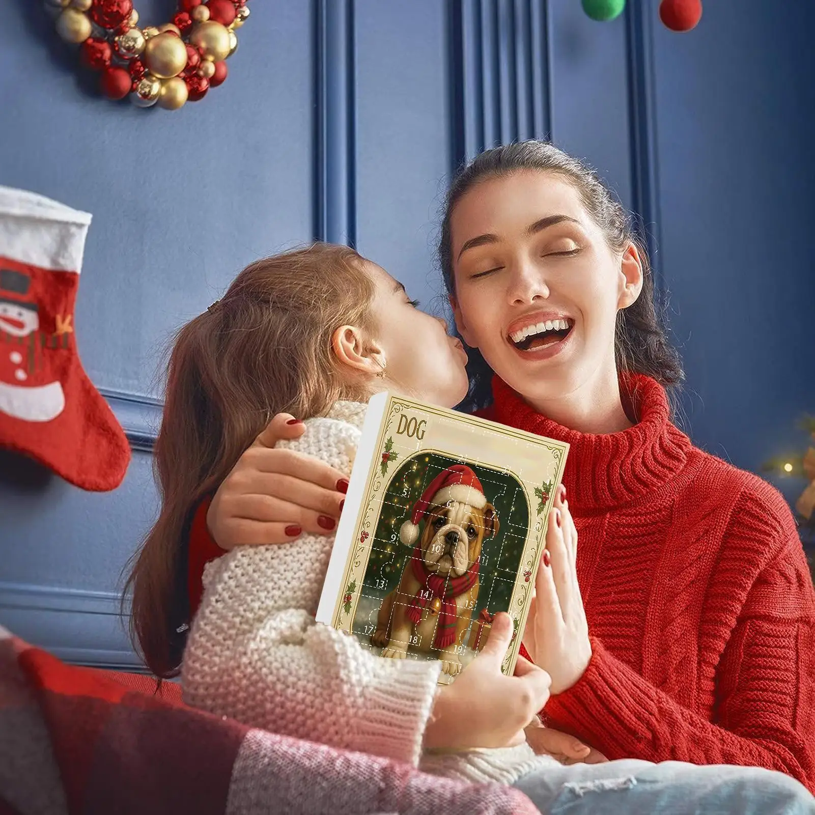 Dog Advent 24 Days 2D Acrylic Dog Charm Countdown Calendar Christmas Animal Pendant Xmas Party Decor Xmas Gifts for Dog Lover
