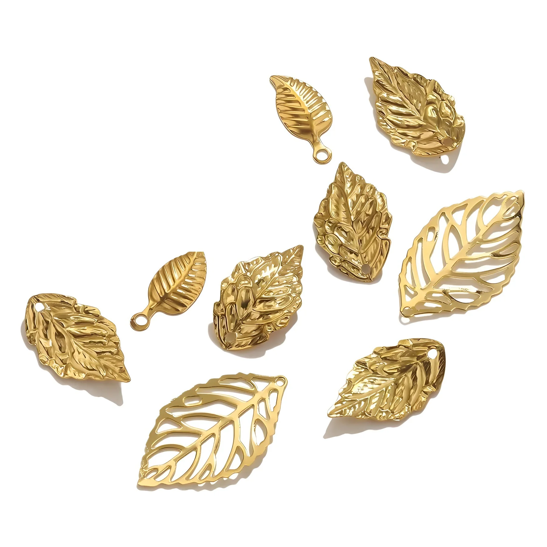 Stainless Steel Fittings Gold Leaves DIY Accessories Pendant Wholesale 5