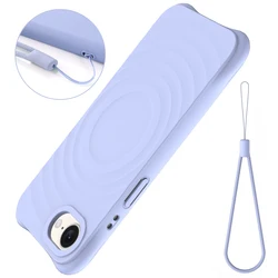 Premium Magnetic Soft Silicone Phone Case with Strap - Dropproof and Soft Texture for iPhone 17 e (Purple)