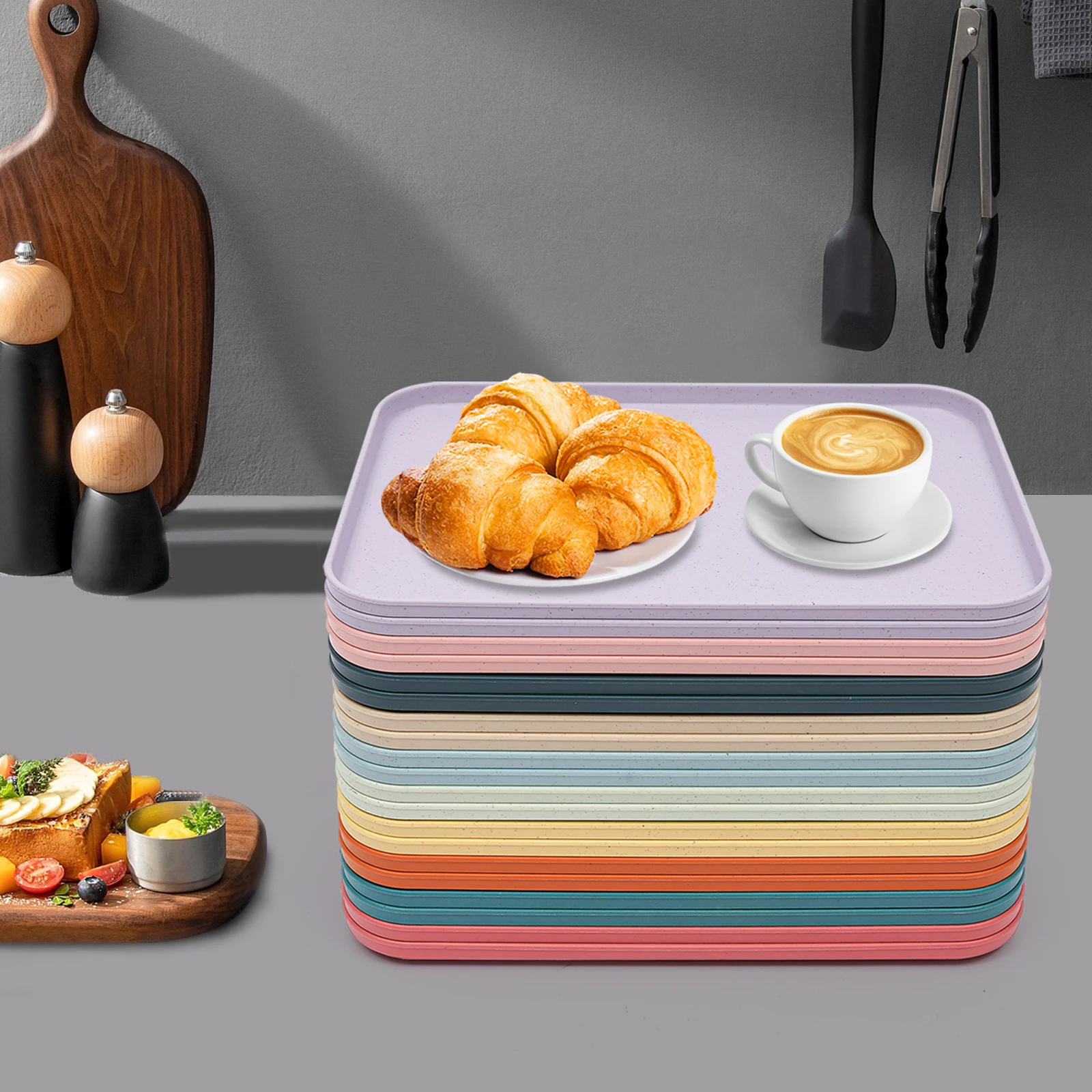 20er-Pack Bunte Lebensmittelbehälter Rechteckige Stapelbare Servierteller Gastronomie-Tablett-Set 32*23*24cm für Partys und Catering – Detail 22