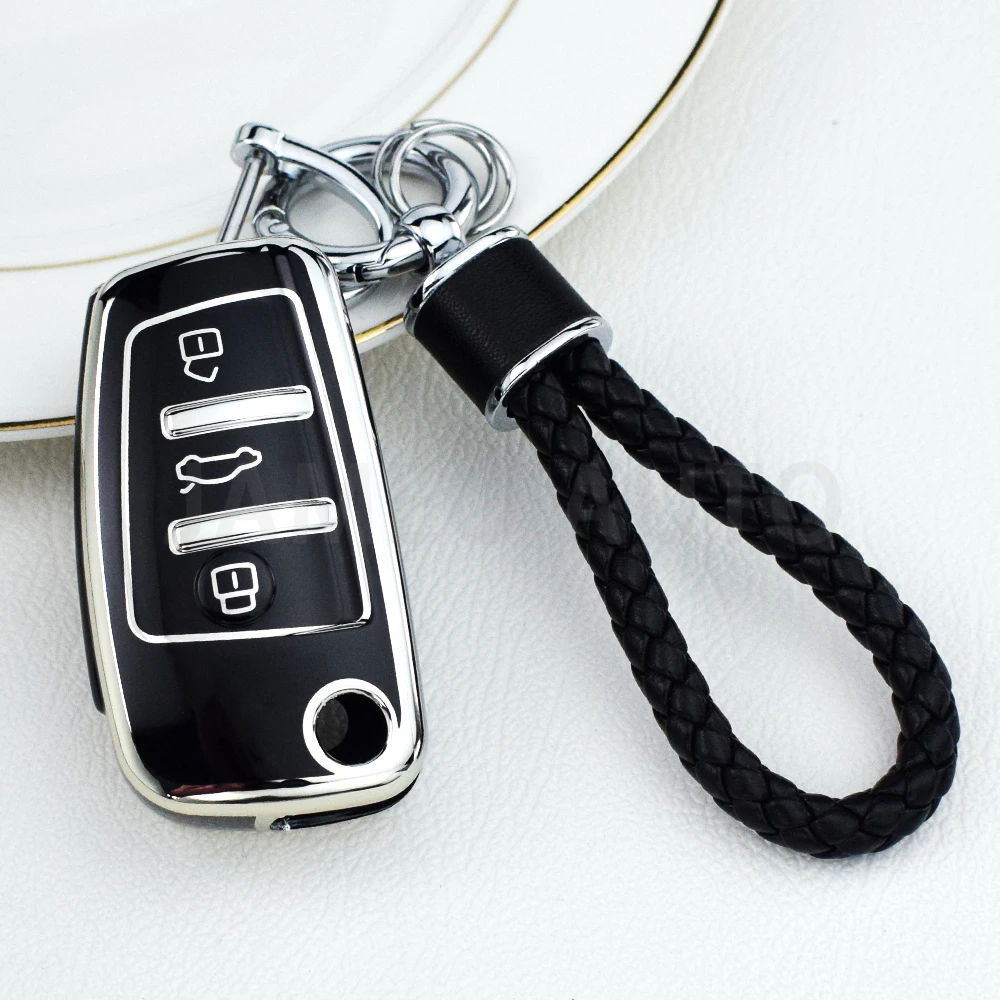 Key Case Cover Key Case Flip Key Fob Shell Car Key Shell For Audi A1 A3 A6 A6L Q2 Q3 Q7 TTS R8 S6 RS3 Protector TPU Car Flip Key Case Cover Shell Fob Keychain Auto Accessories