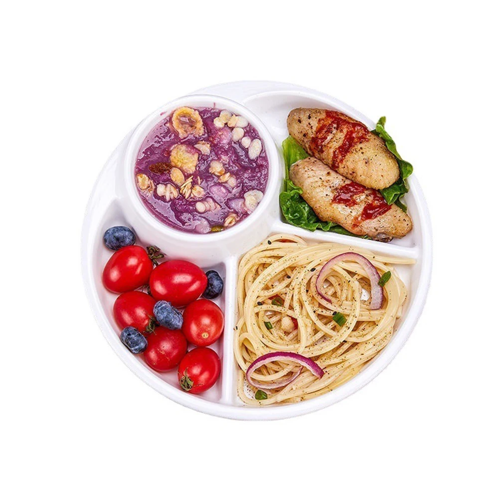 Dinner Plates Divided Table Plate Plates Slimming Meal Quantitative Plate For Household Plastic Three Grids For Children Adults