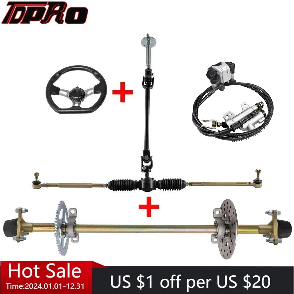 Kit Eje Trasero Kit De Eje Trasero Para Go Kart O ATV De 24 Pulgadas - Para  Motores De 50 A 150 Cc, Incluye Bujes, Soportes Y Bridas Cardan Tractor