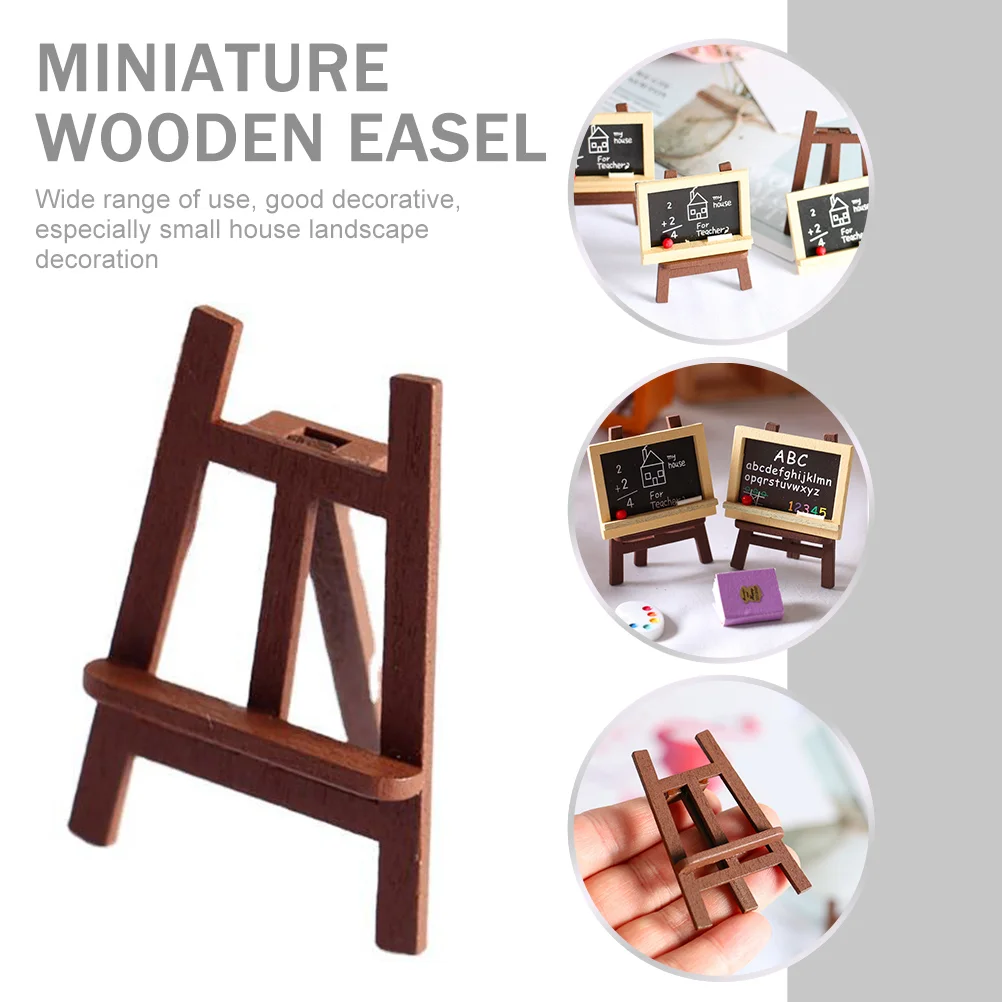 House Wooden Easel Model Miniature Wood Easel Miniature Scene Accessories 5 Pcs