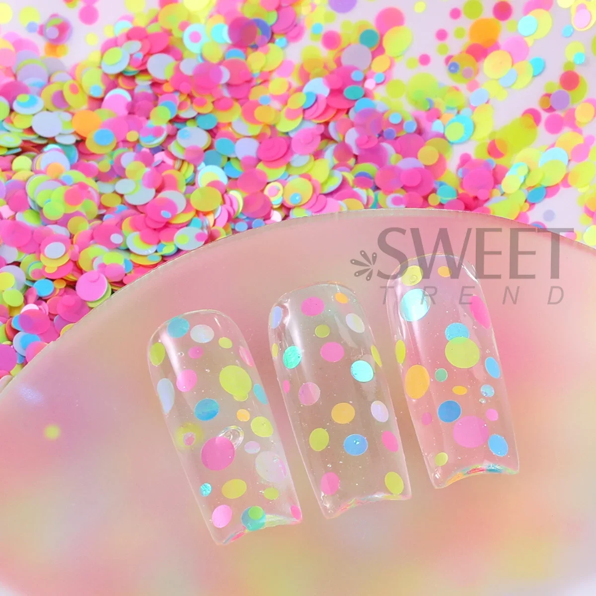 1/2 Bag Neon Polka Dots Nail Art Sequins Colorful Round Bubble Shape Neon Slice Spangles Y2K Style Manicure Decor Glitter Flake