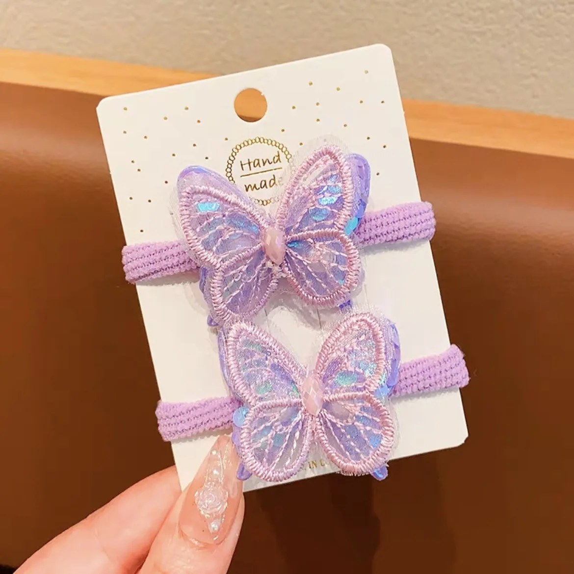 Children's Hair Rope Cute Sweet Sequined Butterfly High Elasticity Towel Ring Candy Color Hair Band Hair Accessories