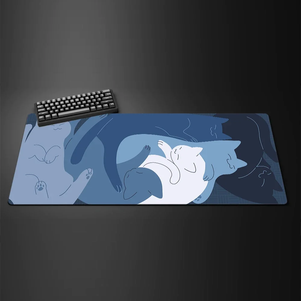 Kawaii White Cat Anime XXL Gaming Mouse Pad - Large Anti-Slip Rubber Desk Mat