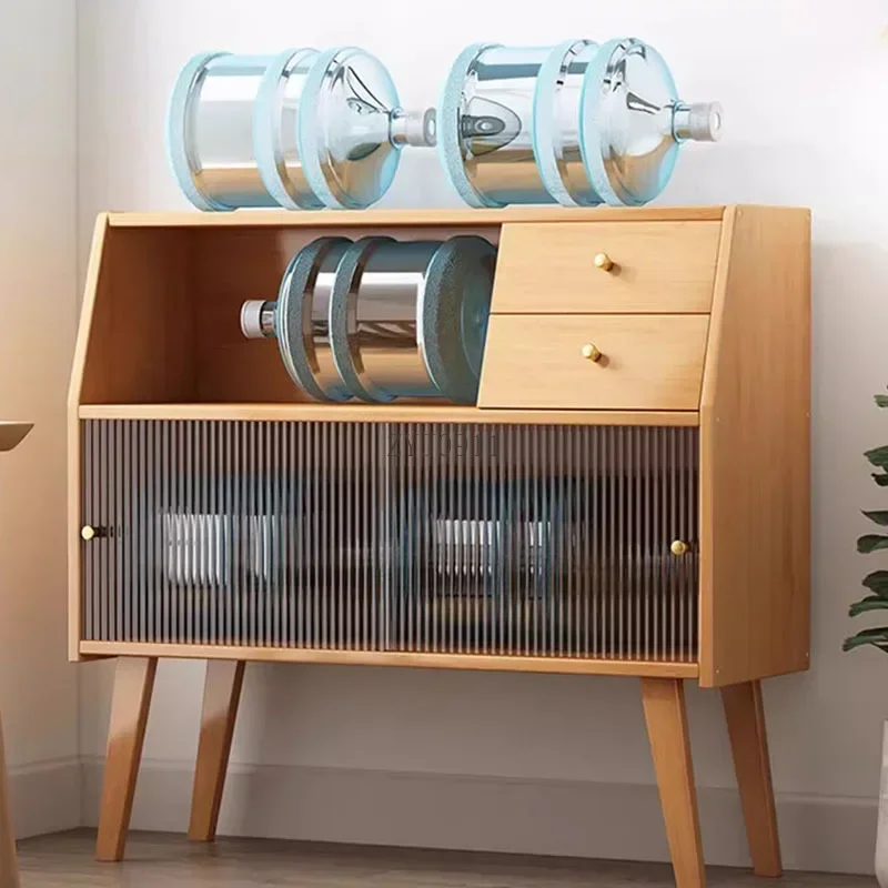 *zKitchen Large Bar Decorated Sideboard Transparent et Brown Locker Room Cabinet Drawers Display Cajonera Bedroom Furniture