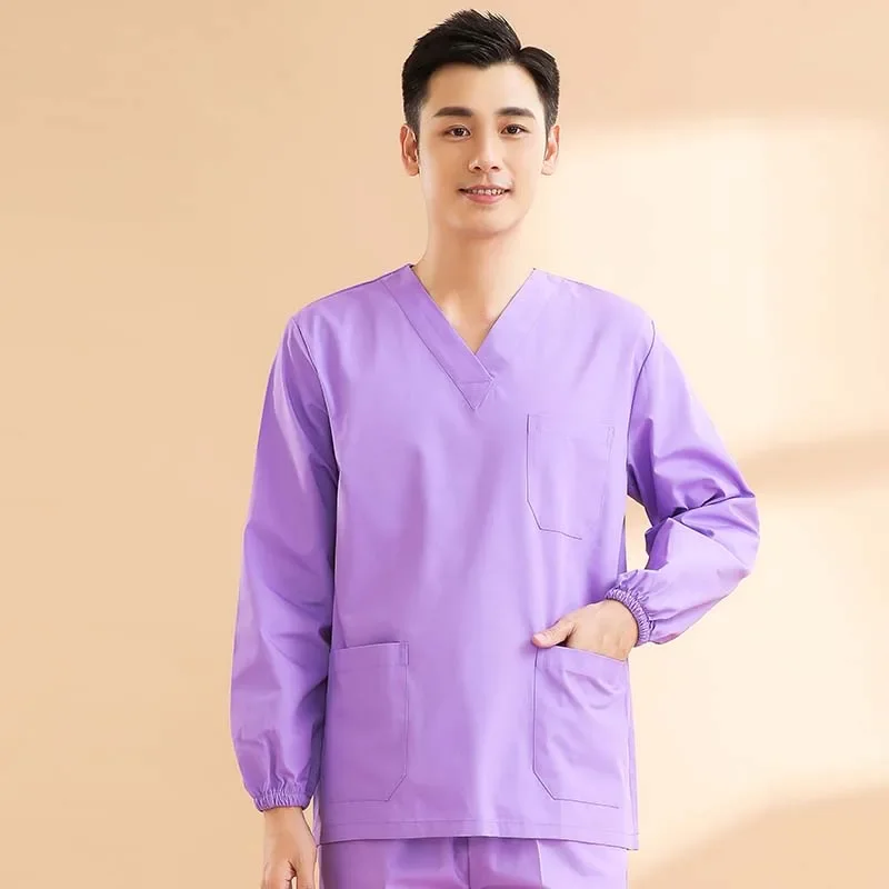 

Мужская медицинская Униформа с длинным рукавом скраб-топ, хлопковая одежда большого размера для врачей, одежда для кормления, зимняя Хирургическая Одежда, ветеринарная одежда