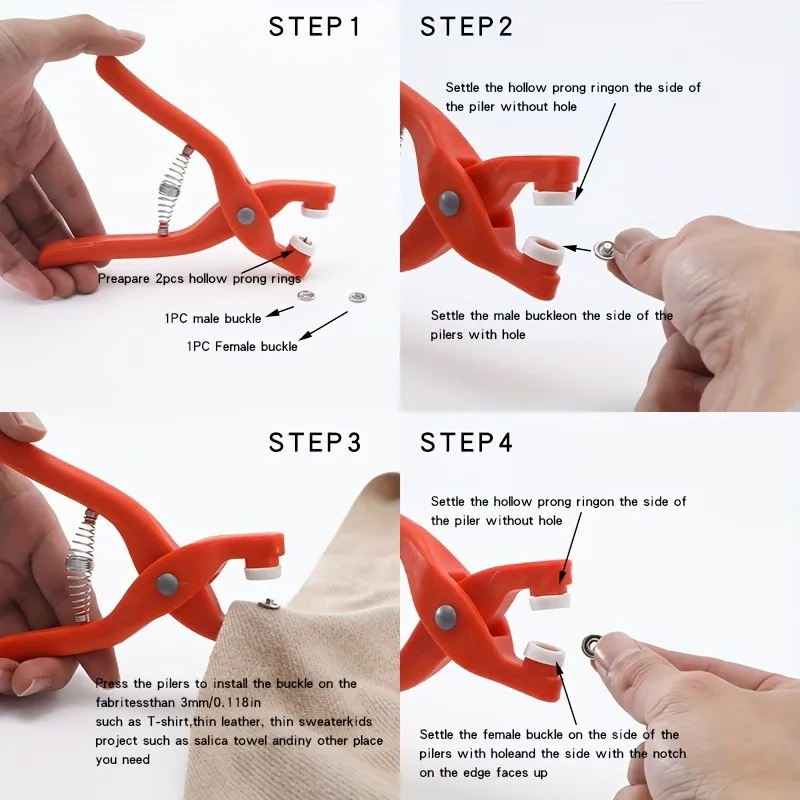 1set Snap Button Kit with Hand Pressure Pliers and 50 Snap Buttons and 1 Clear Box, Metal Snap Buttons for Sewing DIY Crafts