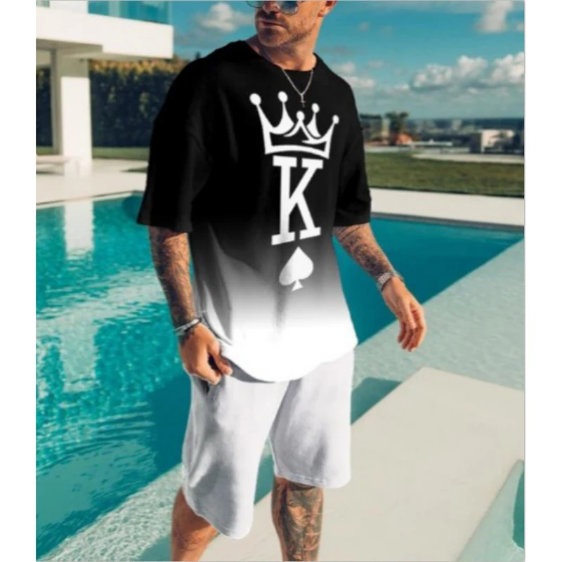 

Latest Summer Street Men Suit Sportswear Oversized Clothing 3d Printed T-shirt Shorts Sportswear Men's Fashion Suit Comfortable