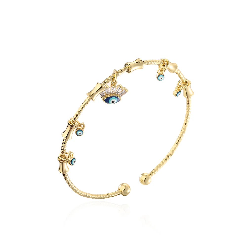 Bracelets à breloques ChimLucky Evil Eye pour femme, bracelet manchette en cuivre, document en or, bijoux de fête, 2024