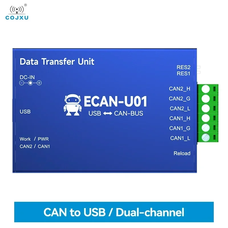 COJXU CAN to BUS 프로토콜 변환기, CAN2.0 to USB2.0 CANBUS 양방향 투명 전송 통신 트랜시버 ECAN-U01