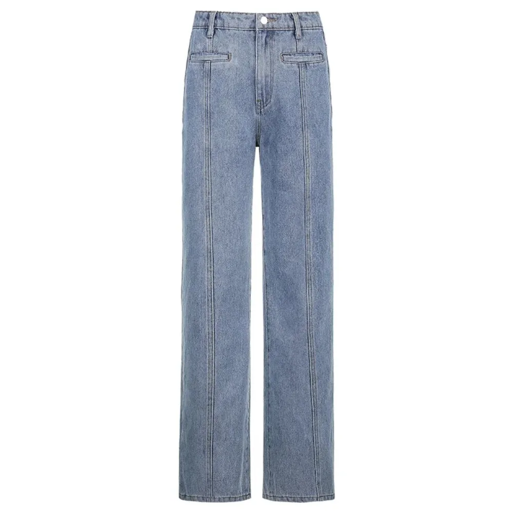 New Fashion Women Jeans High Waist Zipper Star Patchwork Wash Pants Casual Streetwear Denim Jeans For Women