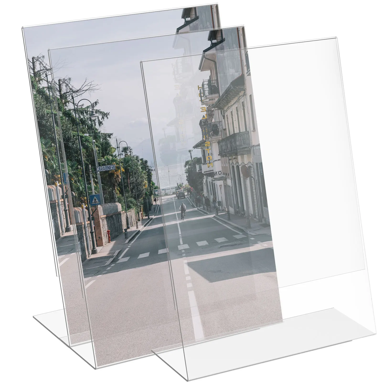 Acrylic Display Holder 3Pcs Acrylic Sign Holder Clear A4 Sign Stand Slanted Menus Holder Flyer Desktop Display Stand Table Top Document