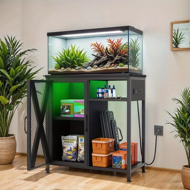 metal wood aquarium stand 1