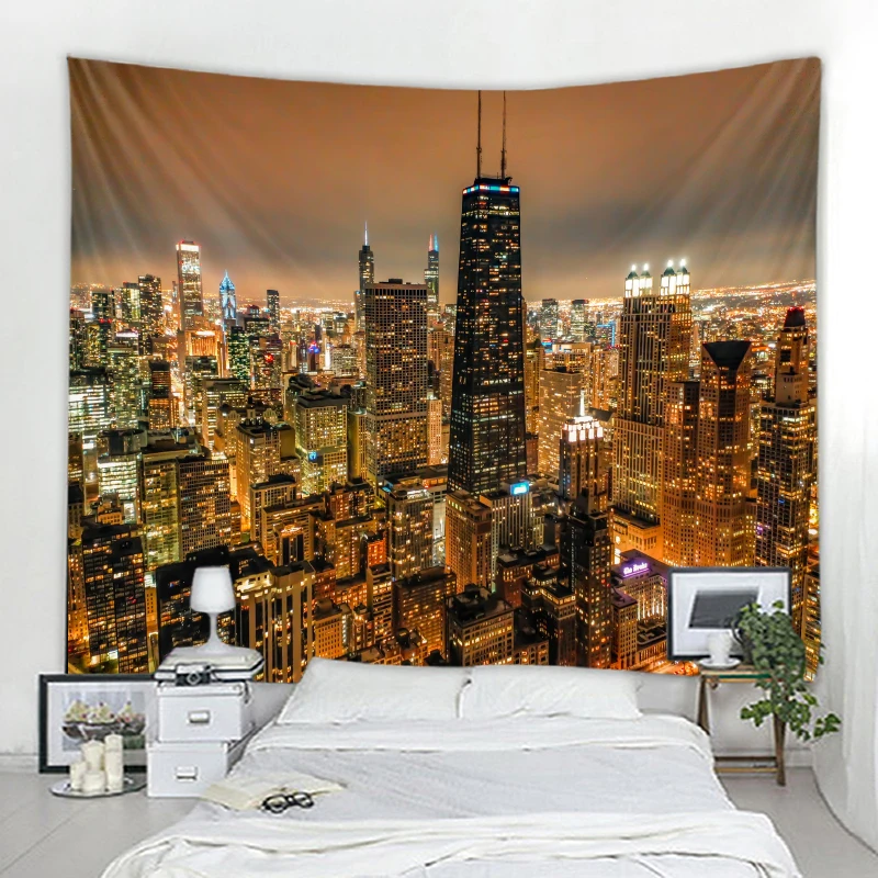 Home Background Decor Tapestry City Night Wall Decor Tapestry Mandala Boho Hippie Wall Decor Tapestry