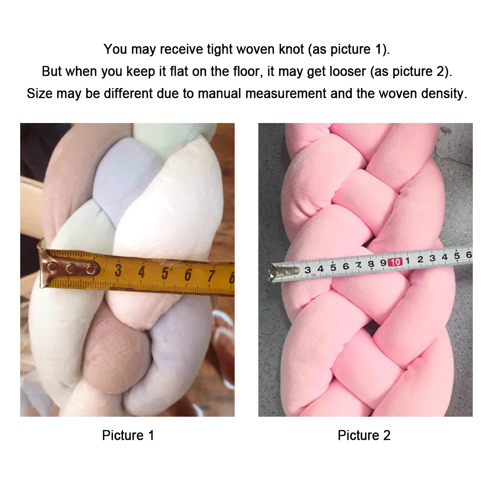 Baby Bed Bumper Knotted Braided 2M/1M Handmade Soft Pillow Pad Cushion Nursery Cradle