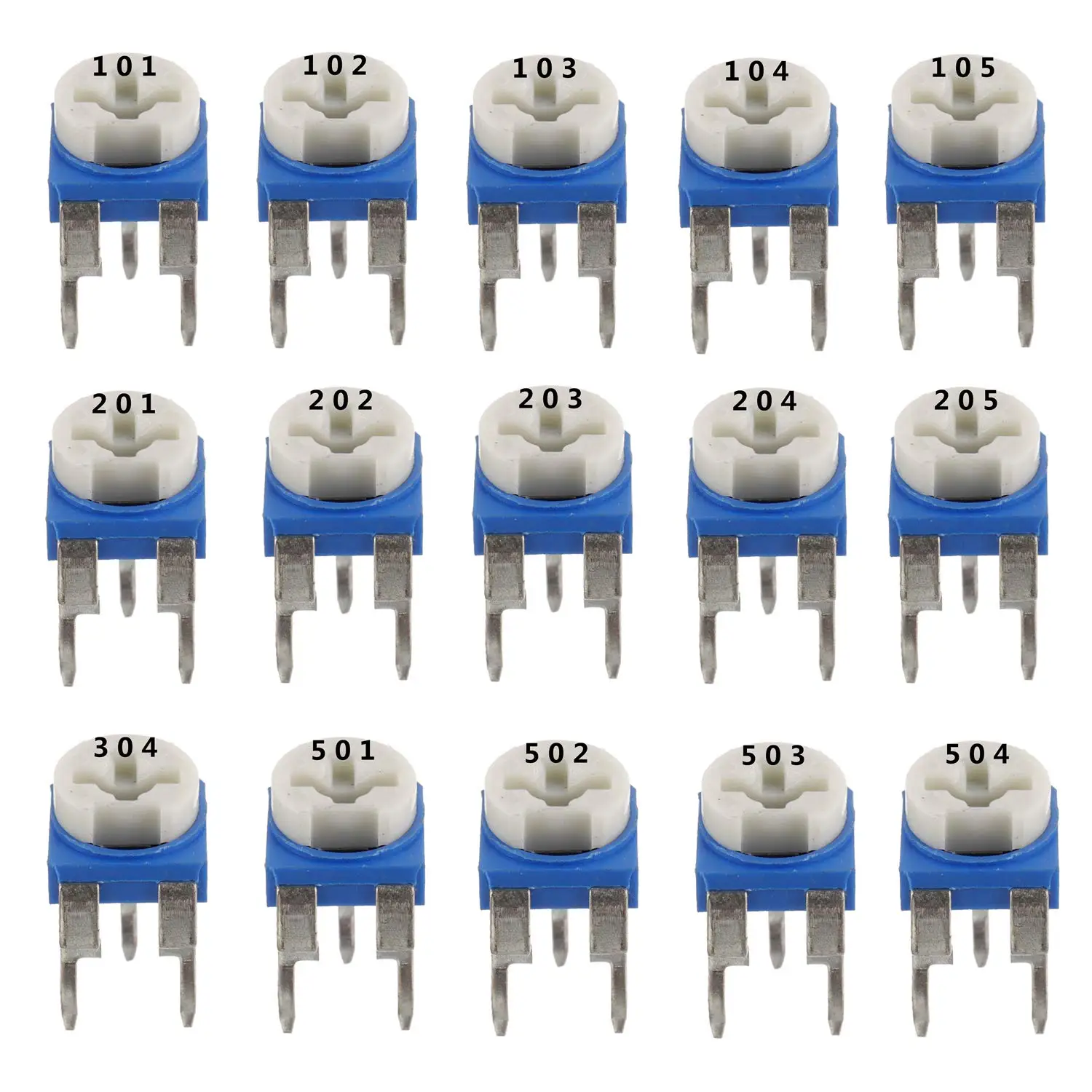 혼합 트리머 전위차계 키트 가변 저항기 상자, 100ohm, 200ohm, 500ohm, 1K, 2K, 5K, 10K, 20K, 50K, 100K, 200K, 500K, 1M
