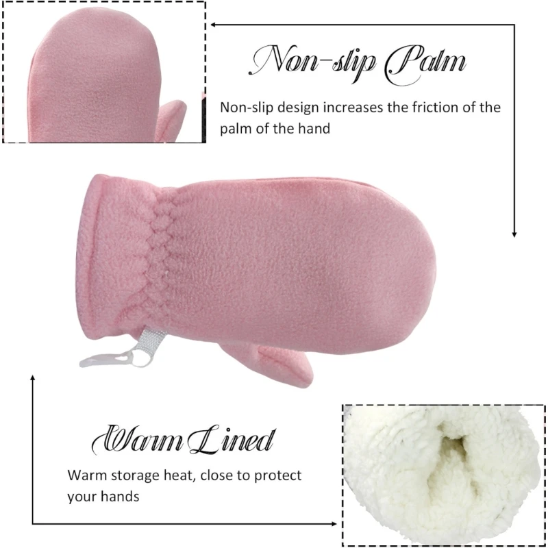 Infants Warm Gloves Breathable Fleece Mittens with Soft Lining, Kids Solid Color Mitts for Cold Weather Comfortable A2UB