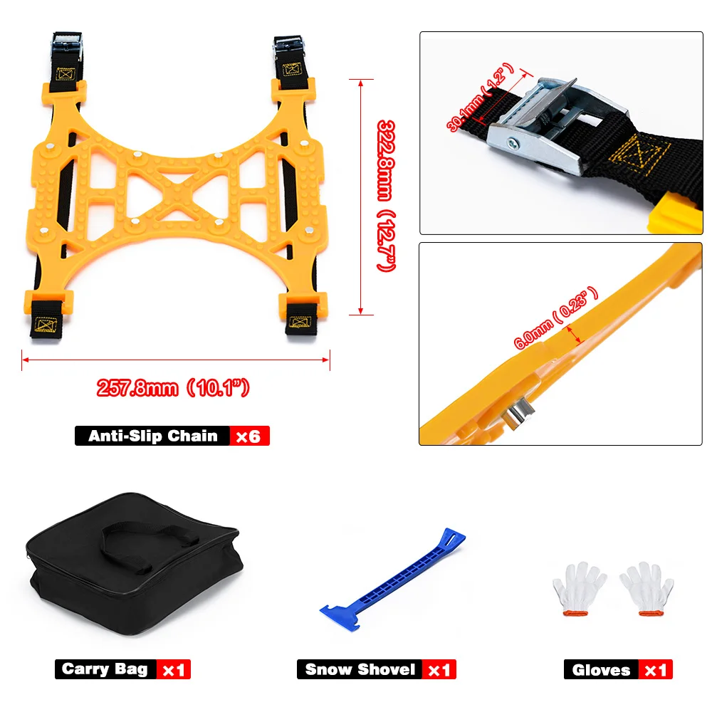 1 Pieces 165-265mm Car Snow Chains TPU Wheel Security Chains Adjustable Snow Tire Belt Emergency Anti-Skid Anti-Slip