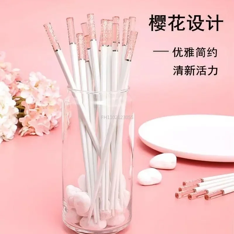 1 Pairs Amber Sakura Chopsticks Antibacterial Anti-slip High Temperature Resistant Reusable For Sushi Food Chopsticks Tableware