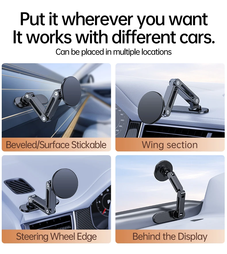 Universeller Magnetischer Handyhalter für Fahrzeuge 360° Drehbar ° Drehbare, verstellbare Handyhalterung mit langem Arm für iPhone und Samsung – Detail 5