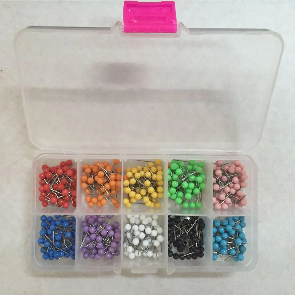 600Pcs 플라스틱 푸시핀 멀티 컬러 하드 플라스틱 헤드 스테인레스 스틸 포인트 사무실 학교 홈 게시판지도에 재사용 가능
