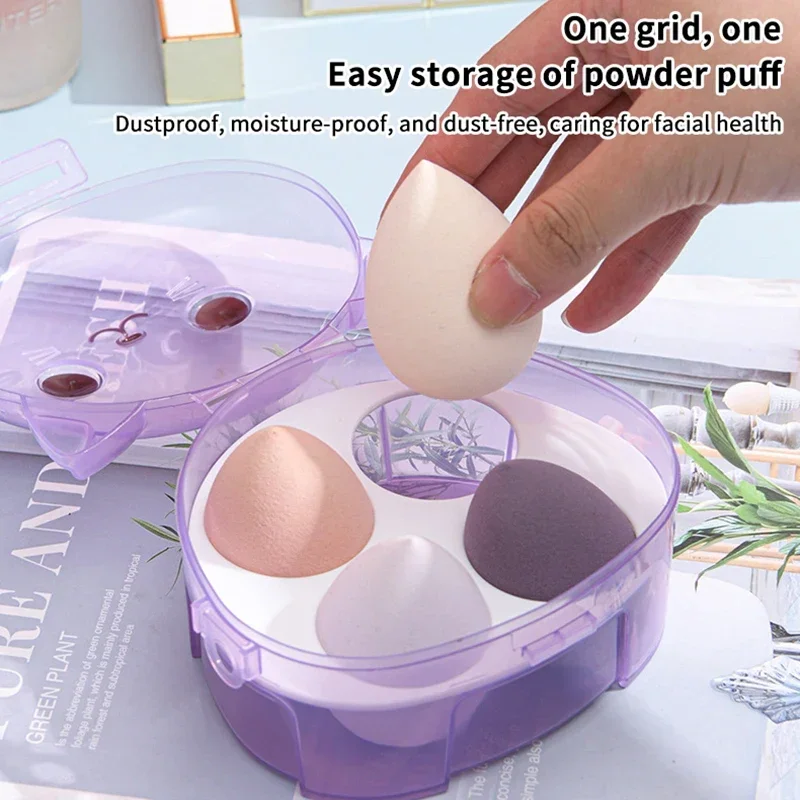 1pc New Cat Shape Makeup Egg Storage Box Set, Powder Puff Easy To Carry, Powder Puff Egg, Storage Makeup Supplies Makeup Sponge