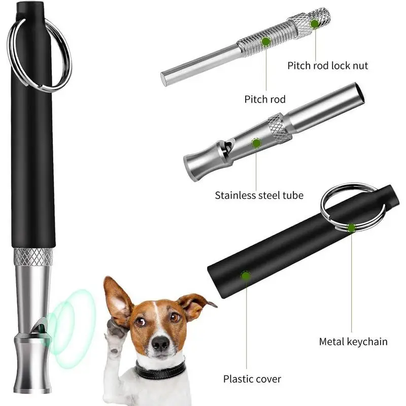 2pcs Dog Whistle Stop Barking Device Lanyard Silent Ultrasonic Training Flute for Pet Sound Trainer