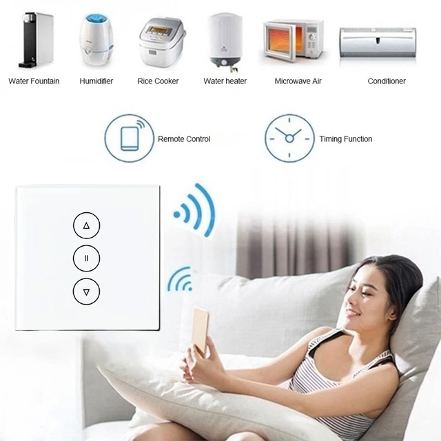 MOES-Interruptor de cortina táctil para persianas enrollables, dispositivo  inteligente con WiFi, RF433, 2.5D, compatible con Smart Life/Tuya, Alexa y  Google Home